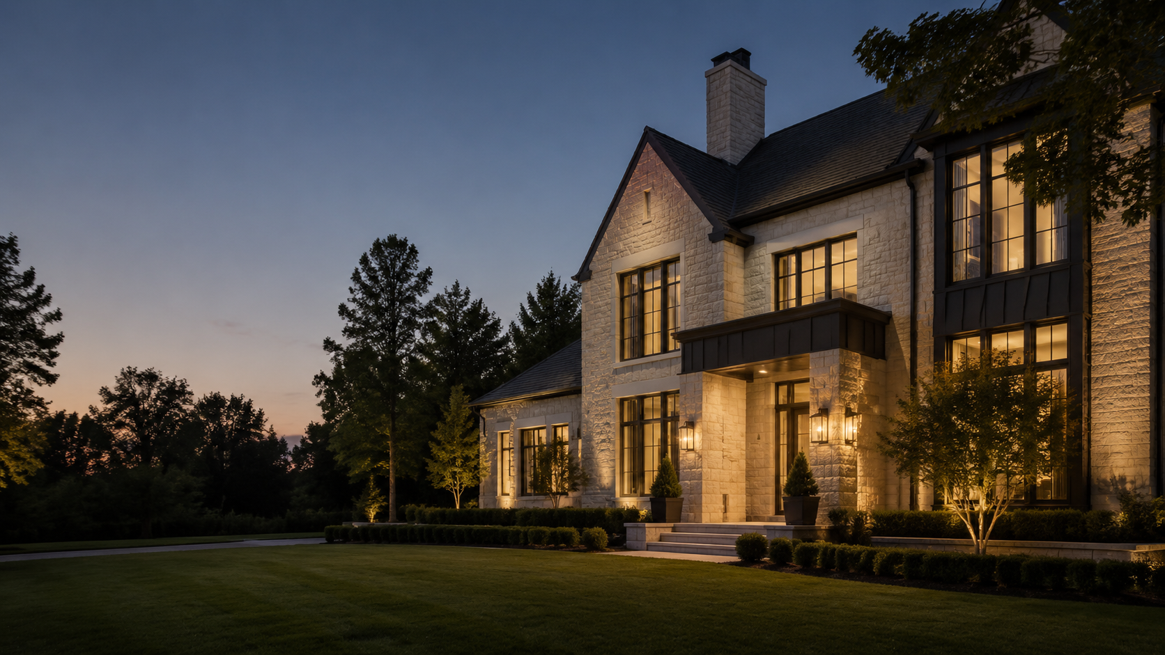 Elegant luxury home at dusk